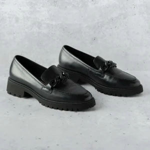 ARA - Kiana Black Leather Lug Sole Comfort Loafer