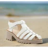 ARA Phoenix White Leather Lug Sole Fisherman Sandal
