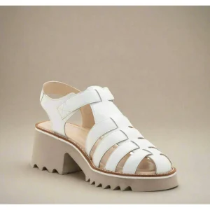 ARA Phoenix White Leather Lug Sole Fisherman Sandal