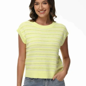 525 - Bianca Crew Neck Stripe Vest - Margarita
