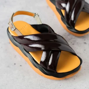 4CCCCEES - Mellow Me Plum Patent Platform Sandal