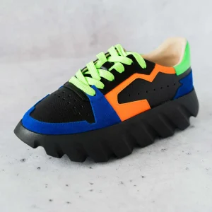 4CCCCEES - Turi Black and Neon Platform Sneaker