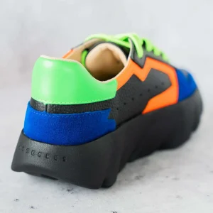 4CCCCEES - Turi Black and Neon Platform Sneaker