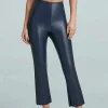 COMMANDO - Faux Leather Cropped Flare - Navy