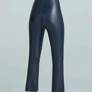 COMMANDO - Faux Leather Cropped Flare - Navy