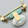 DAVID AUBREY - Art Deco Turquoise and White Pendant Chain Necklace
