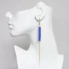 DAVID AUBREY - Blue and Gold Chain Fringe Earrings