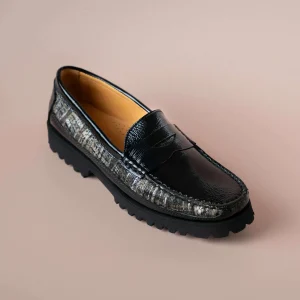 DI CHENZO - 8451 Black Patent Loafer with Black Combo Print