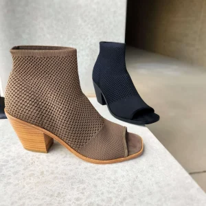 Eileen Fisher - Ark Stretchy Black Peep Toe Bootie