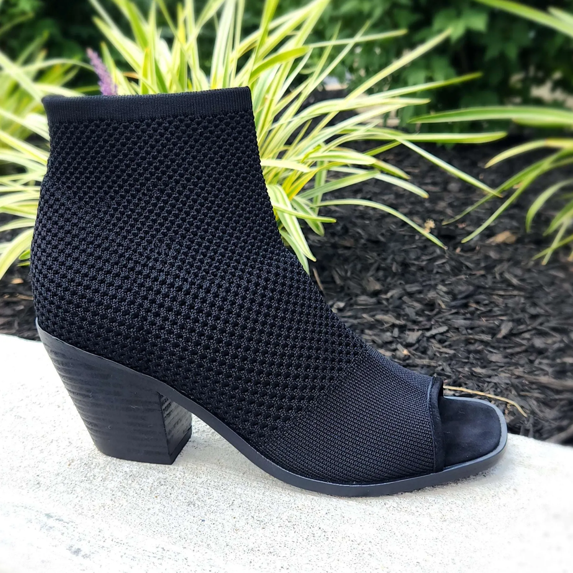 eileen_fisher__ark_stretc_1.webp Eileen Fisher - Ark Stretchy Black Peep Toe Bootie