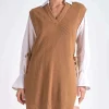 ELAN - Nia Dress - White & Tan