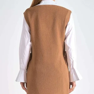 ELAN - Nia Dress - White & Tan