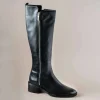 EOS- KENZI Knee High Boot - Black Flat Tall Leather