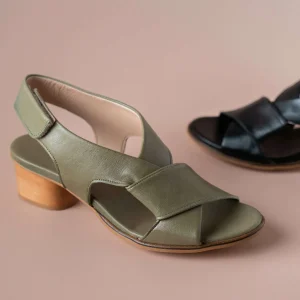 ERIC MICHAEL ISLA Mid Heel Leather Sandal
