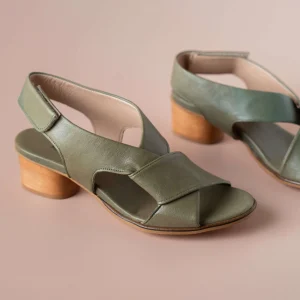 ERIC MICHAEL ISLA Mid Heel Leather Sandal