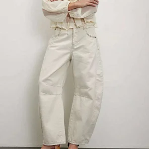 FREE PEOPLE - Good Luck Mid-Rise Barrel Jean - Milk