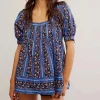 FREE PEOPLE - Vintage Lover Blouse - Dutch Blue Combo