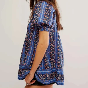 FREE PEOPLE - Vintage Lover Blouse - Dutch Blue Combo