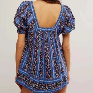 FREE PEOPLE - Vintage Lover Blouse - Dutch Blue Combo