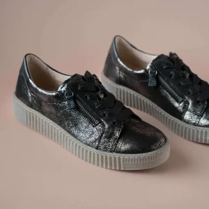 GABOR - 33.334.37 Black Crinkle Metallic Leather Sneaker