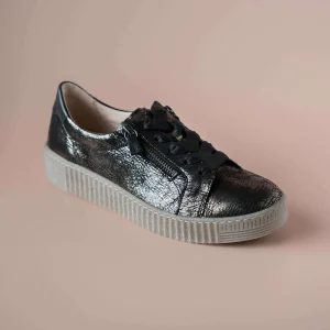 GABOR - 33.334.37 Black Crinkle Metallic Leather Sneaker