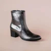 GABOR 52.891.90 Pewter Leather High Heel Ankle Boots