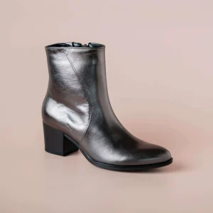 GABOR 52.891.90 Pewter Leather High Heel Ankle Boots