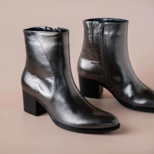 GABOR 52.891.90 Pewter Leather High Heel Ankle Boots