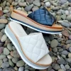 Gabor - Quilted Leather Flatform Slide Sandal