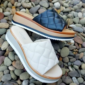 Gabor - Quilted Leather Flatform Slide Sandal