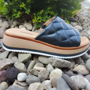 Gabor - Quilted Leather Flatform Slide Sandal