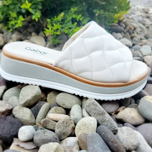 Gabor - Quilted Leather Flatform Slide Sandal