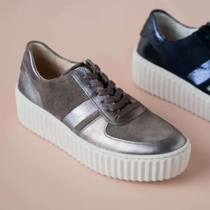 GABOR 53.203.18 Suede and Leather Platform Sole Sneaker