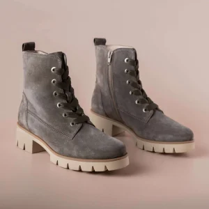 GABOR 51.711.18 Taupe Suede Lug Sole Lace Up Boot