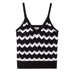 525 - Izzie Chevron Knit Tank - Black & White