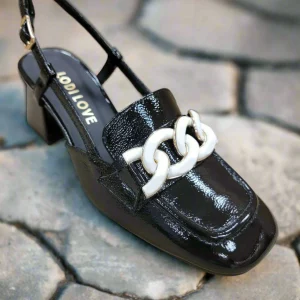 LODI LOVE - DARAMIS High Heel Sling Back Patent Leather Loafer Pump