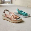 PAULA URBAN - Mint green or blush pink leather fashion comfort sandal