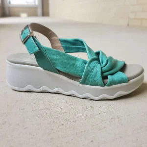PAULA URBAN - Mint green or blush pink leather fashion comfort sandal