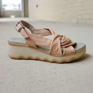 PAULA URBAN - Mint green or blush pink leather fashion comfort sandal