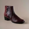 REGARDE LE CIEL - Jolene Low Heel Ankle Boot in Bordeaux