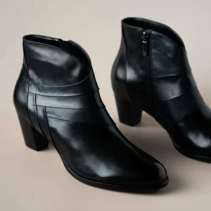 REGARDE LE CIEL - Sonia 78 Black & Navy High Heel Leather Ankle Boot