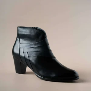REGARDE LE CIEL - Sonia 78 Black & Navy High Heel Leather Ankle Boot