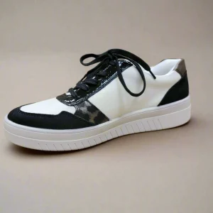 REMONTE - D0J04 White/Black/Animal Print Fashion Comfort Sneakers