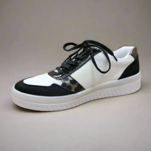 REMONTE - D0J04 White/Black/Animal Print Fashion Comfort Sneakers