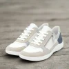 REMONTE D1E06 White, Beige & Blue Leather Sneakers