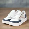 REMONTE D0J01-85 White and Blue Comfortable Lace/Zipper Sneakers