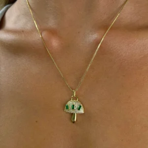Sahira - Alice Mushroom Necklace - Emerald/Gold
