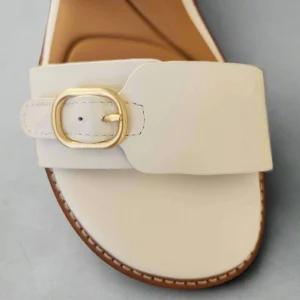 SOFFT - Noella Adjustable White Leather Double Strap Flat Sandal