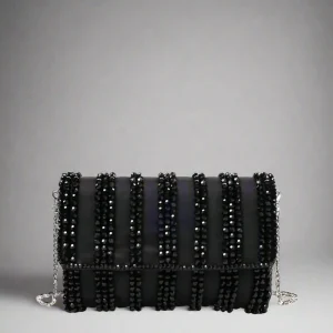 SONDRA ROBERTS - Metallic Beaded Clutch - Black