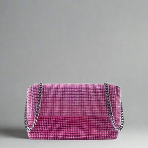 SONDRA ROBERTS - Rhinestone Flap Bag - Pink